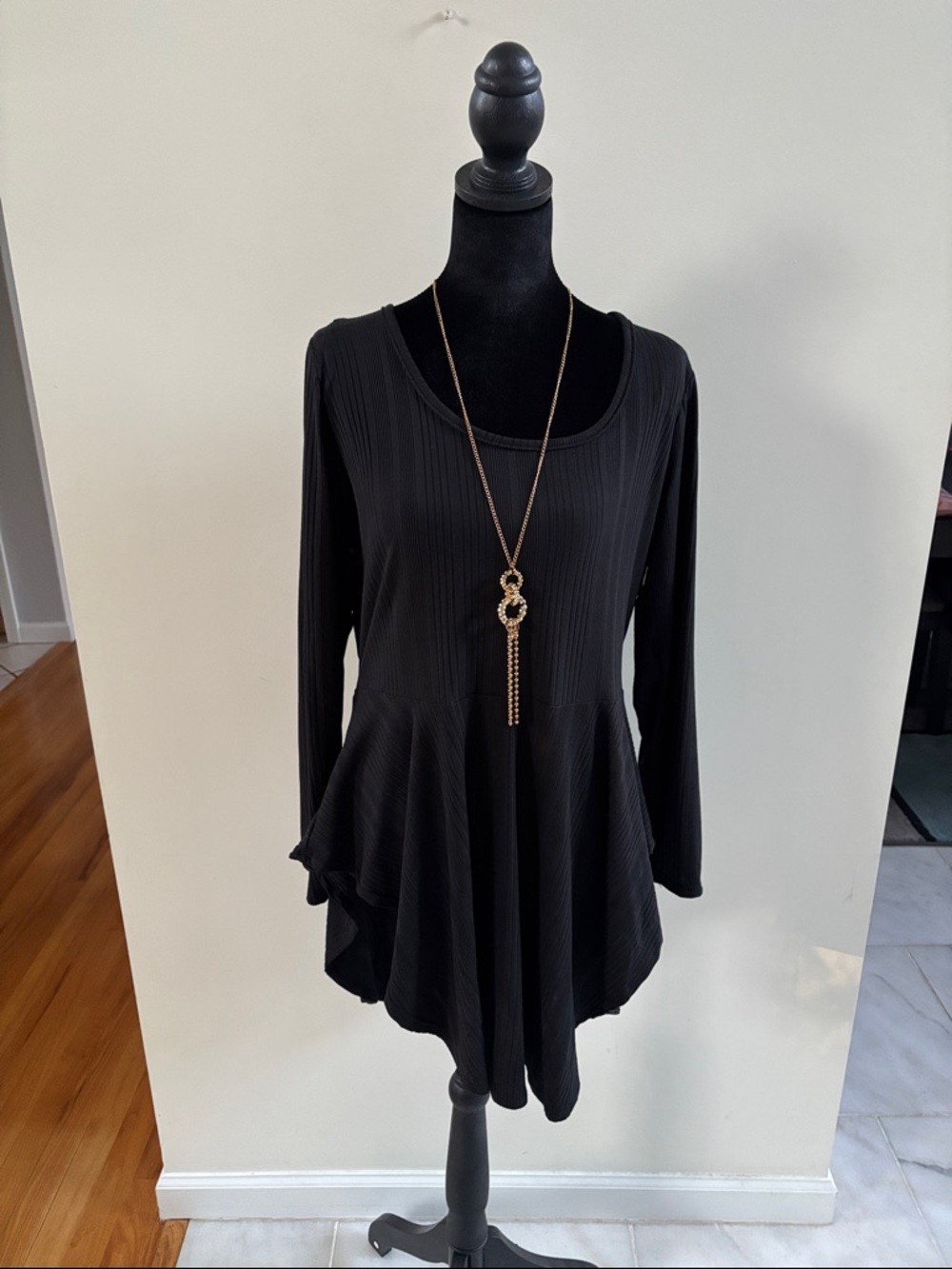 Love Black Long-Sleeve Peplum Tunic